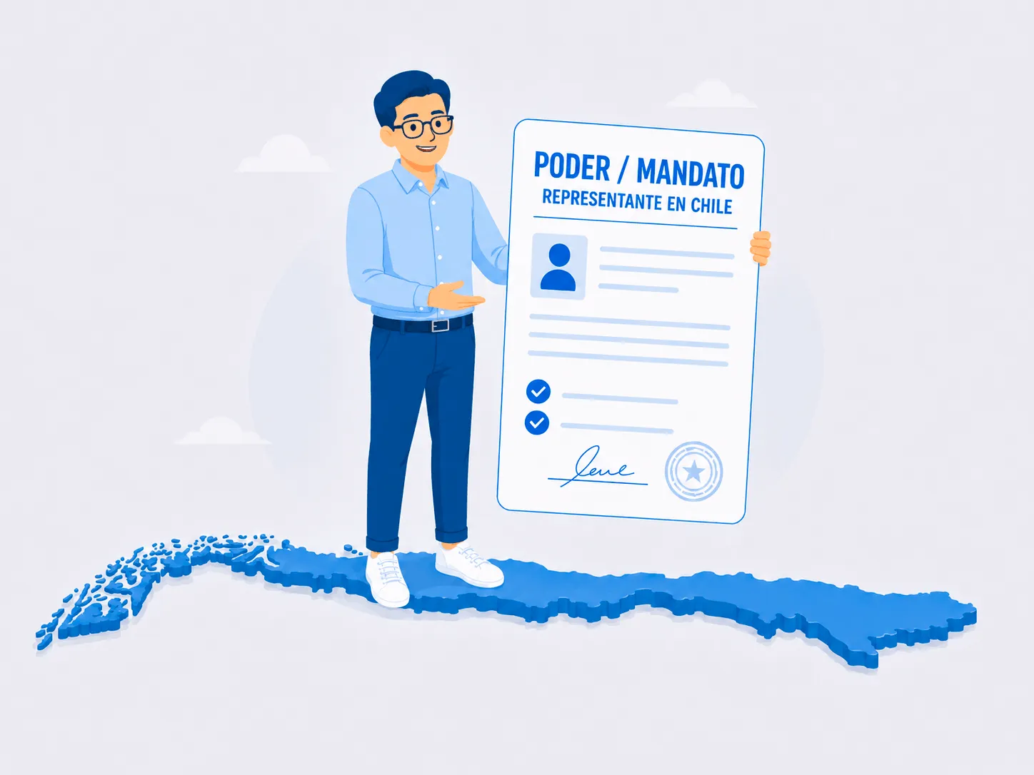 Ilustración de un poder o mandato para representante en Chile
